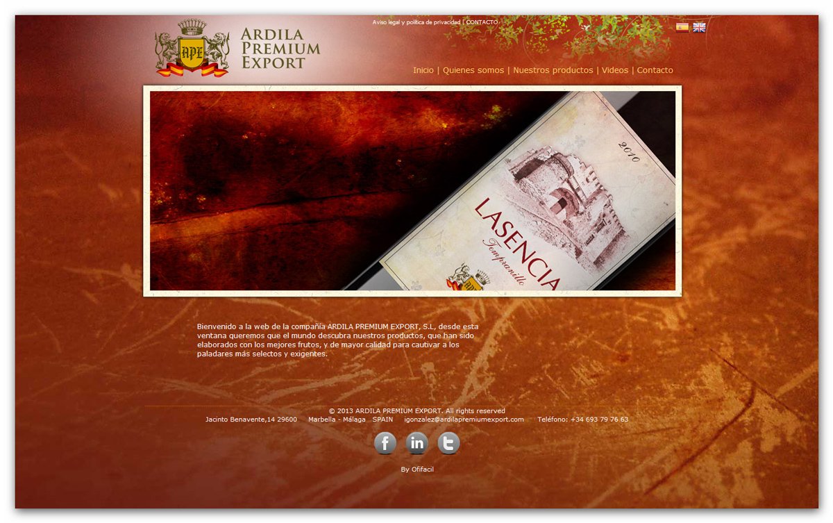 Trabajos diseño página web para empresa exportadora a nivel mundial de aceite de oliva virgen extra español y vino tinto de España