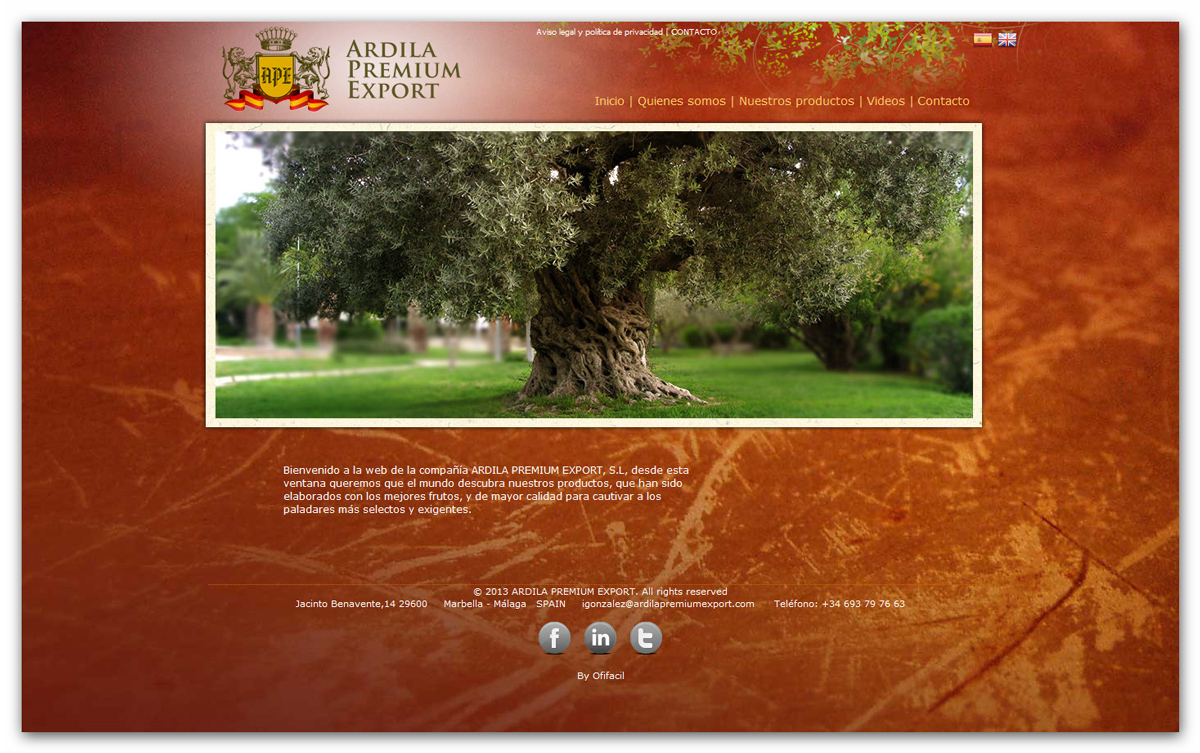 Portfolio of works of design, creation and programming of web pages for marketing and exporting company of extra virgin olive oil and Spanish Iberian ham