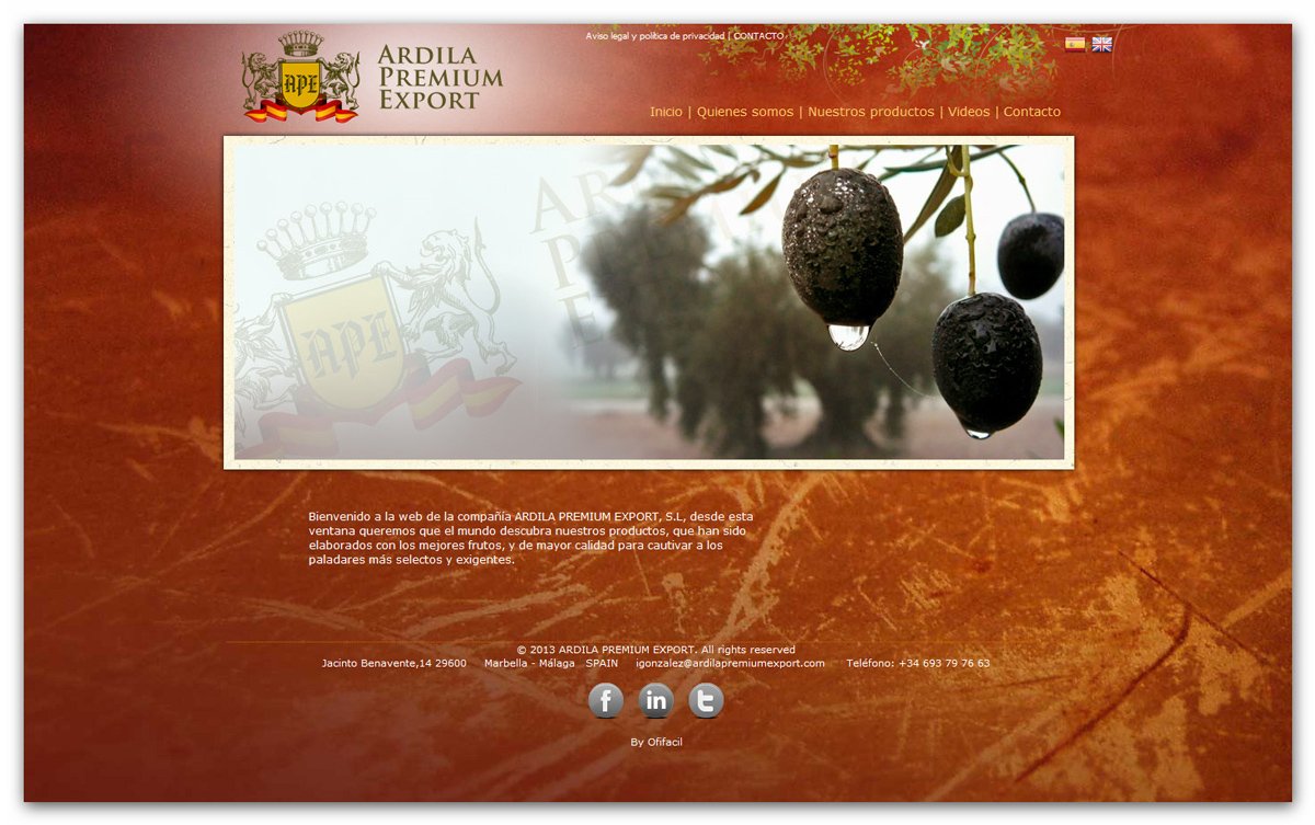 Portfolio of works of design, creation and programming of web pages for marketing and exporting company of extra virgin olive oil and Spanish Iberian ham