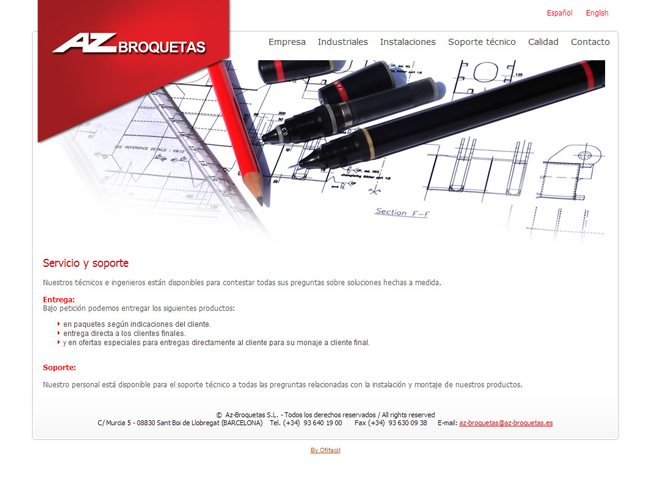 rabajos de diseño página web para empresa industrial, productora de accesorios industriales para la fabricación de elementos para el hogar, la industria y la construcción