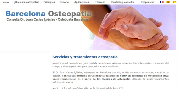Barcelona Osteopatía: Portfolio of works of design, creation and programming of web pages for medical centers and medical consultations