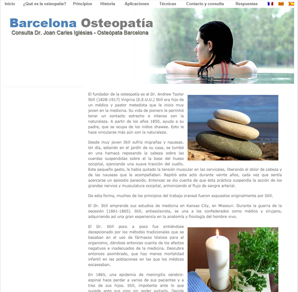 Trabajos de maquetación y diseño página web consulta doctor Barcelona Osteopatia, diseño web consulta médico, diseño web hospitales y clínicas, diseño web centros asistenciales