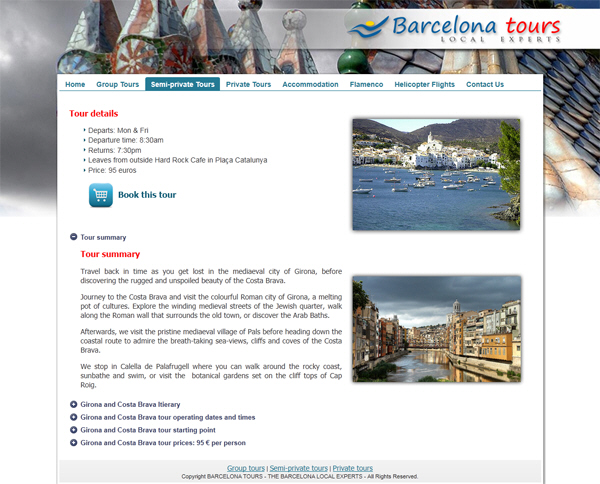 Diseño página web turistica Barcelona Tours, diseño web empresa guías turísticos, receptivo de viajes, diseño y programación de cobro online en tiendas online, diseño de tiendas virtuales