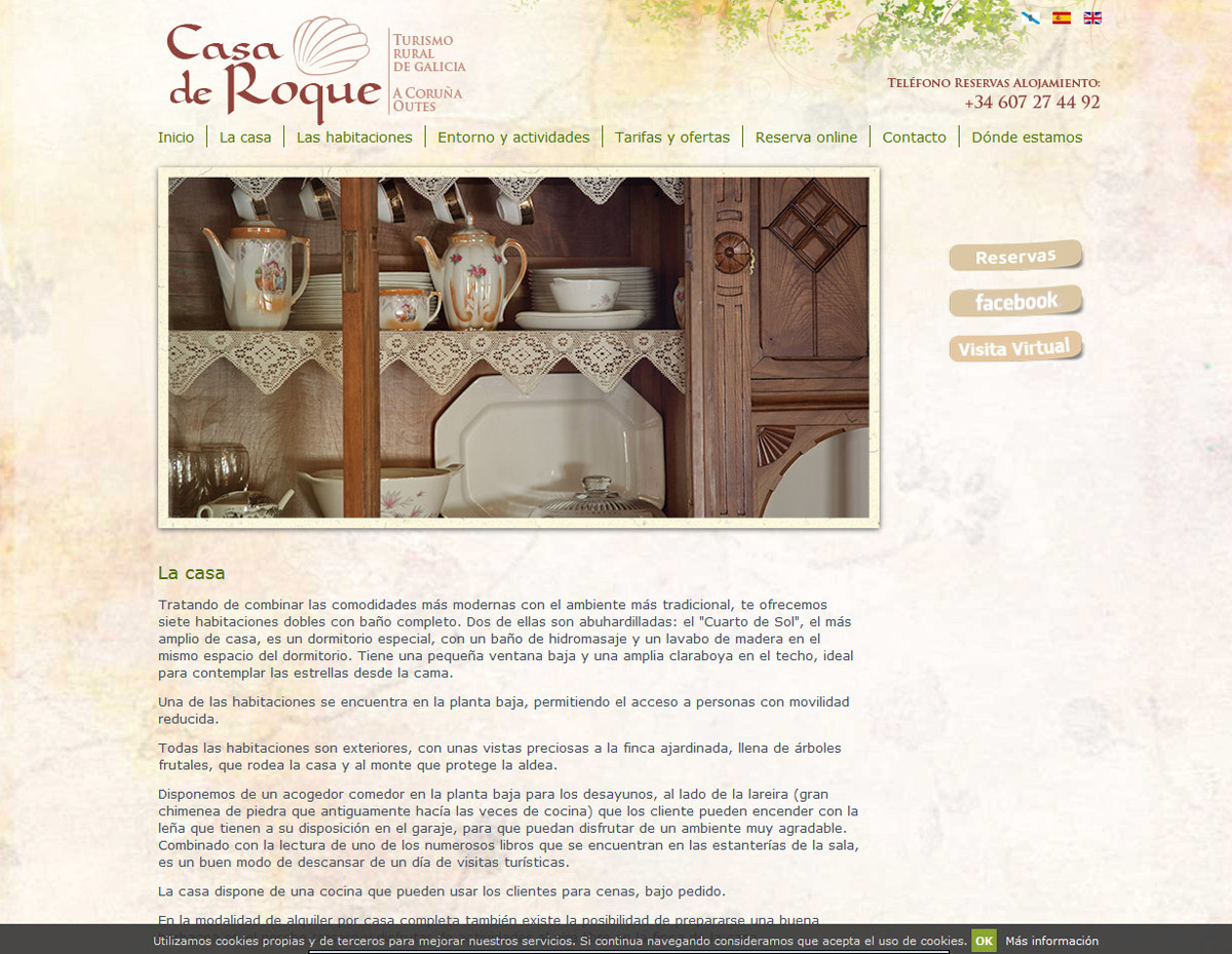 Portfolio of works of design, creation and programming of web pages for rural house and rural hotel