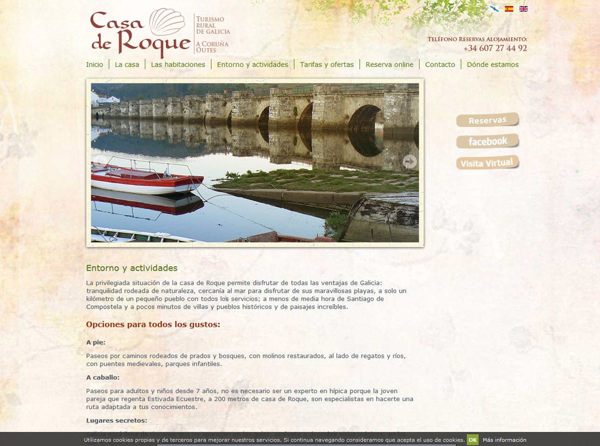 Trabajo de diseño página web para Casa Rural CASA DE ROQUE en Galicia - Turismo Rural