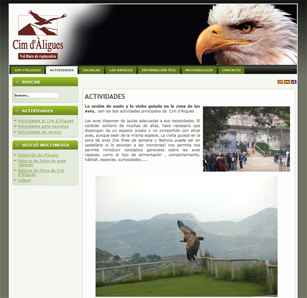 Portfolio of works of design, creation and programming of web pages for leisure and adventure sports companies
