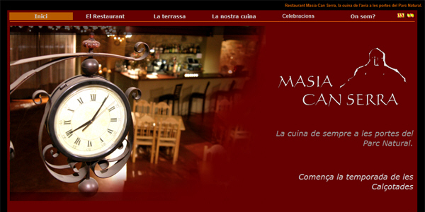 Restaurant Masia Can Serra: Portfolio of works of design, creation and programming of web pages for restaurants