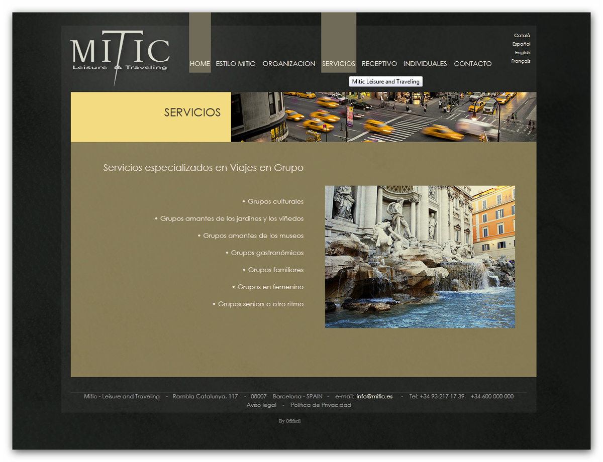 Portfolio of works of design, creation and programming of web pages for travel agency - MITIC TRAVEL