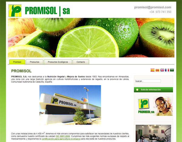 Portfolio of works of design, creation and programming of web pages for companies of the agricultural sector