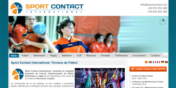 Sport Contact International: Portfolio of works of design, creation and programming of web pages for travel agencies specialized in group sports trips