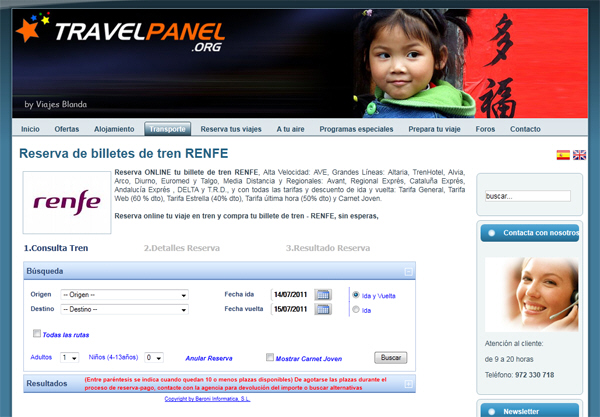 Portfolio of works of design, creation and programming of web pages for specialized travel agencies - TravelPanel
