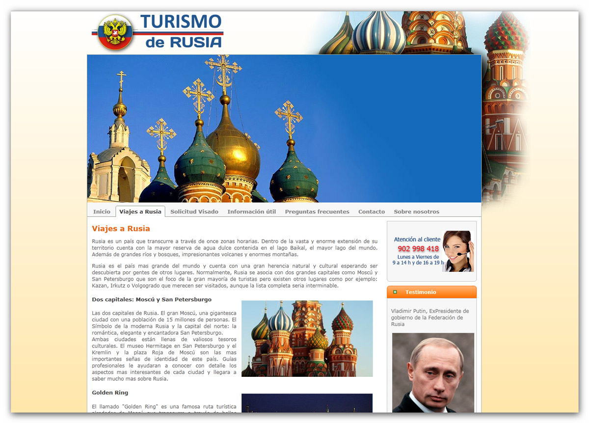 Portfolio of works of design, creation and programming of web pages for travel agencies specialized in Tourism in Russia