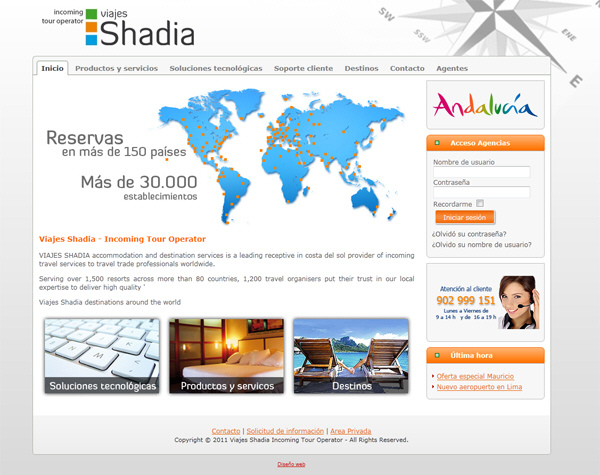 Portfolio of works of design, creation and programming of web pages for incoming travel agency