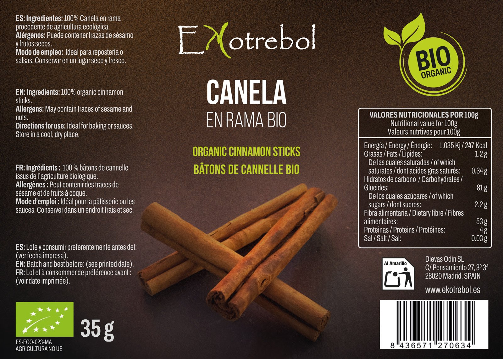 Diseño de doypacks ecológicos para productos bio de alimentación para Ekotrebol