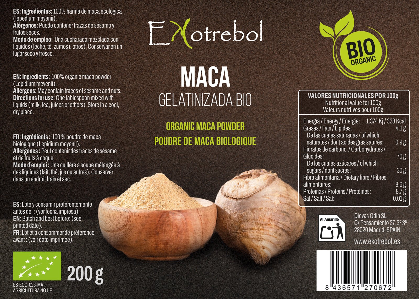 Diseño de doypacks ecológicos para productos bio de alimentación para Ekotrebol